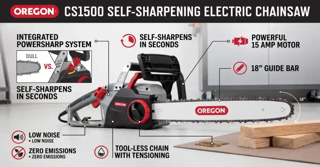 Oregon CS1500 18-Inch 15-Amp Self-Sharpening Corded Electric Chainsaw