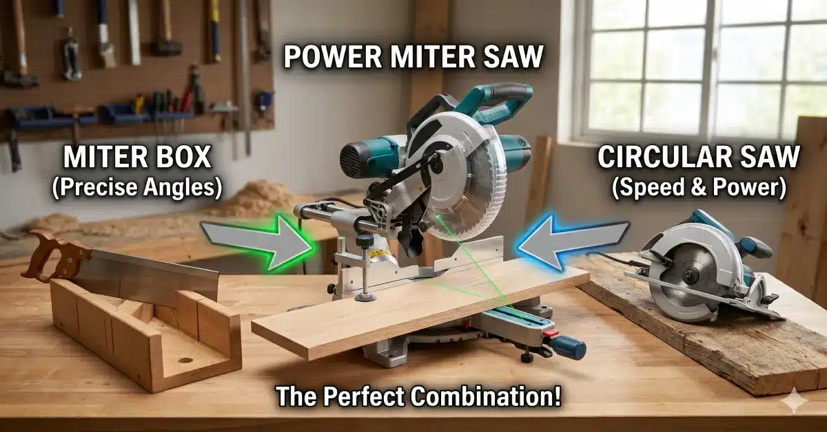 A Power Miter Saw Combines A Miter Box With A