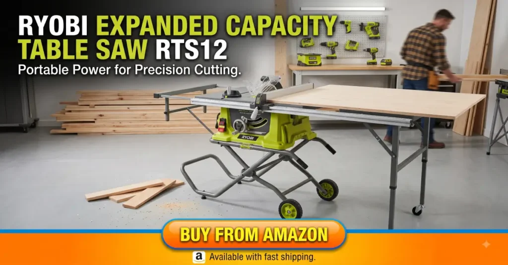 RYOBI 15 Amp 10 in. Expanded Capacity Table Saw with Rolling Stand (RTS23)